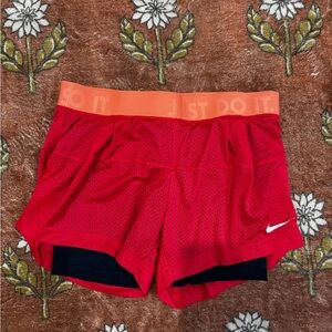 Nike Women's Red and Orange Dry Fit Athletic Shorts size Small